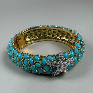 KJL Clamp bracelet with turquoise cabochons & crystal starfish Kenneth Jay Lane